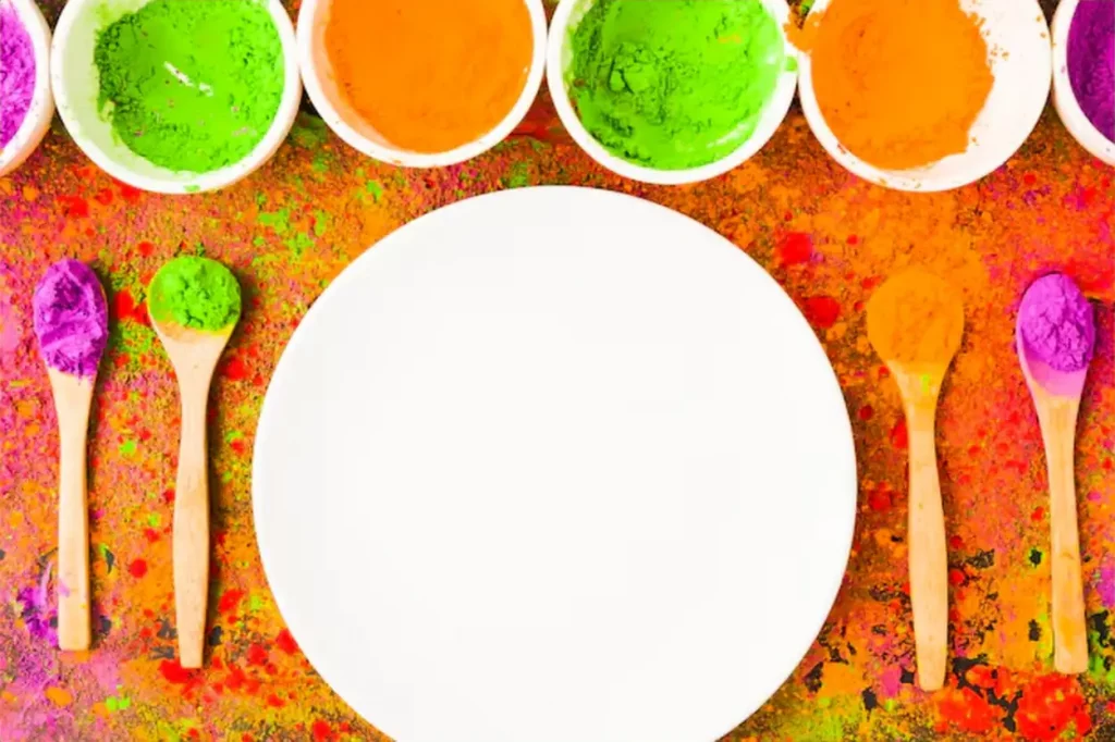 Plate with spoons with powders